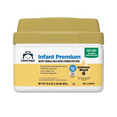 Amazon Brand - Mama Bear Infant Milk-Based Baby Formula Powder with Iron, 2&#39;FL HMO, Omega-3 DHA and Choline, Brain, Growth, Immunity, Non-GMO, 1.39 pound (Pack of 1)