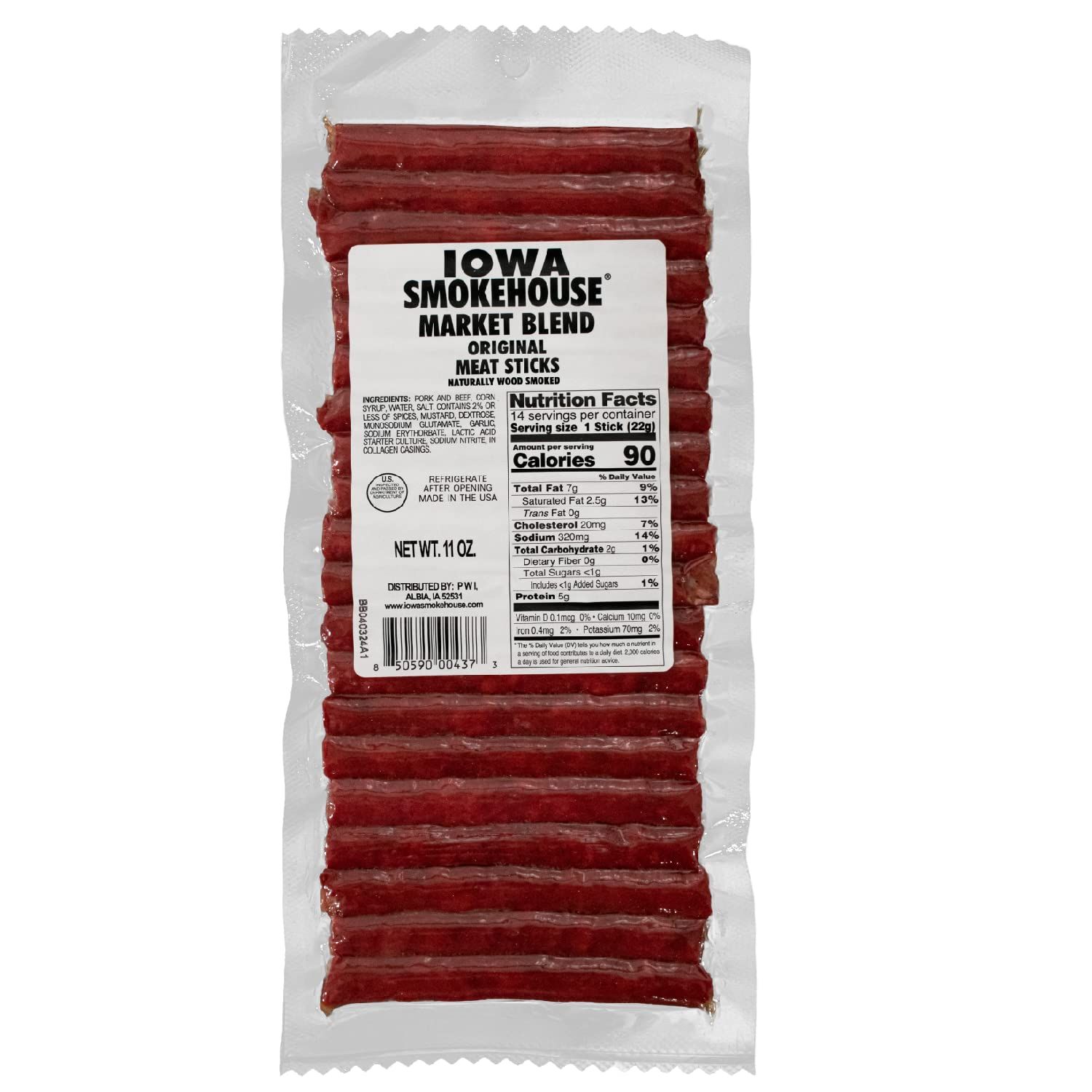 IOWA SMOKEHOUSE Market Blend Meat Sticks, Original - Snack Size &amp; Ready to Eat, Made in USA (11 oz)