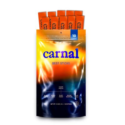 Carnal Luxury Beef Sticks - Black Truffle &amp; Black Garlic Gourmet Flavor 10 Pack - Chef Crafted Paleo-Friendly Keto Gluten-Free High Protein Carnivore Snacks