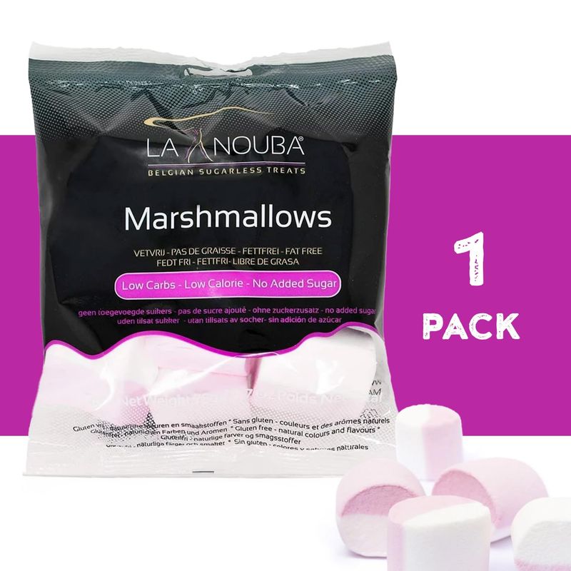 La Nouba Sugar-Free Marshmallows - 2.7 oz. Pack - Low Calorie, Low Carb, Fat-Free and Gluten Free Snack - Traditional Delicious Taste - All Natural and Healthy Marshmallows
