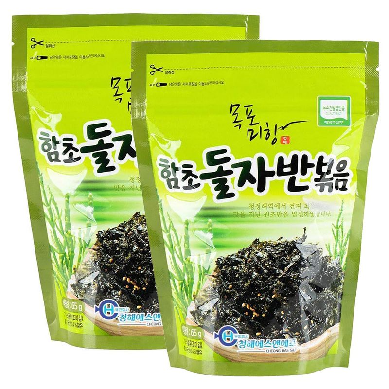 Minecook Korean Hamcho Premium Roasted Sea Salted Seasoned Seaweed Gimbap Laver Savory Snack 65g x 2 Pack/Nori Snack