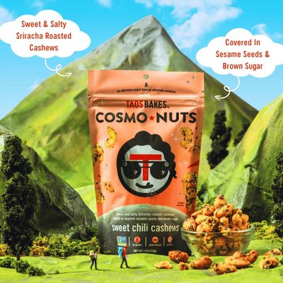 Taos Bakes - Flavored Nuts - Sweet Chili Cashews - Sweet, Spicy, Tangy, &amp; Delicious - w/Sriracha &amp; Sesame Seeds - Healthy Snacks for Adults - Great Trail Mix - Gluten Free &amp; Non-GMO - 4oz (Pack of 3)