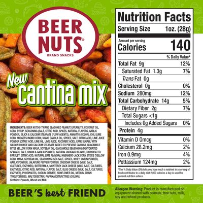Beer Nuts Cantina Mix, Crunchy Party Pretzels, Cheese Sticks, Sesame Sticks, Roasted Corn Nuts, &amp; Original Roasted Sweet Glazed Salted Peanuts, An American Original Since 1953 (8oz, Cantina Mix)