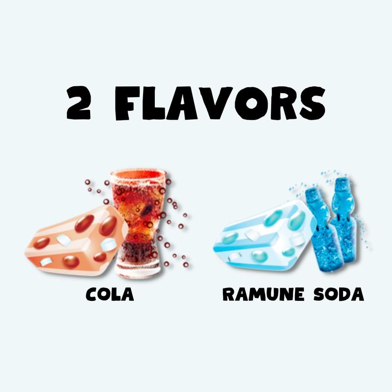 Puchao Japanese Gumming Soft Candy Variety Pack, Soda and Ramune Flavors, Unique Chewy candy with Juicy Gummy Bits Pack of 2, Product of Japan (Cola and Ramune)