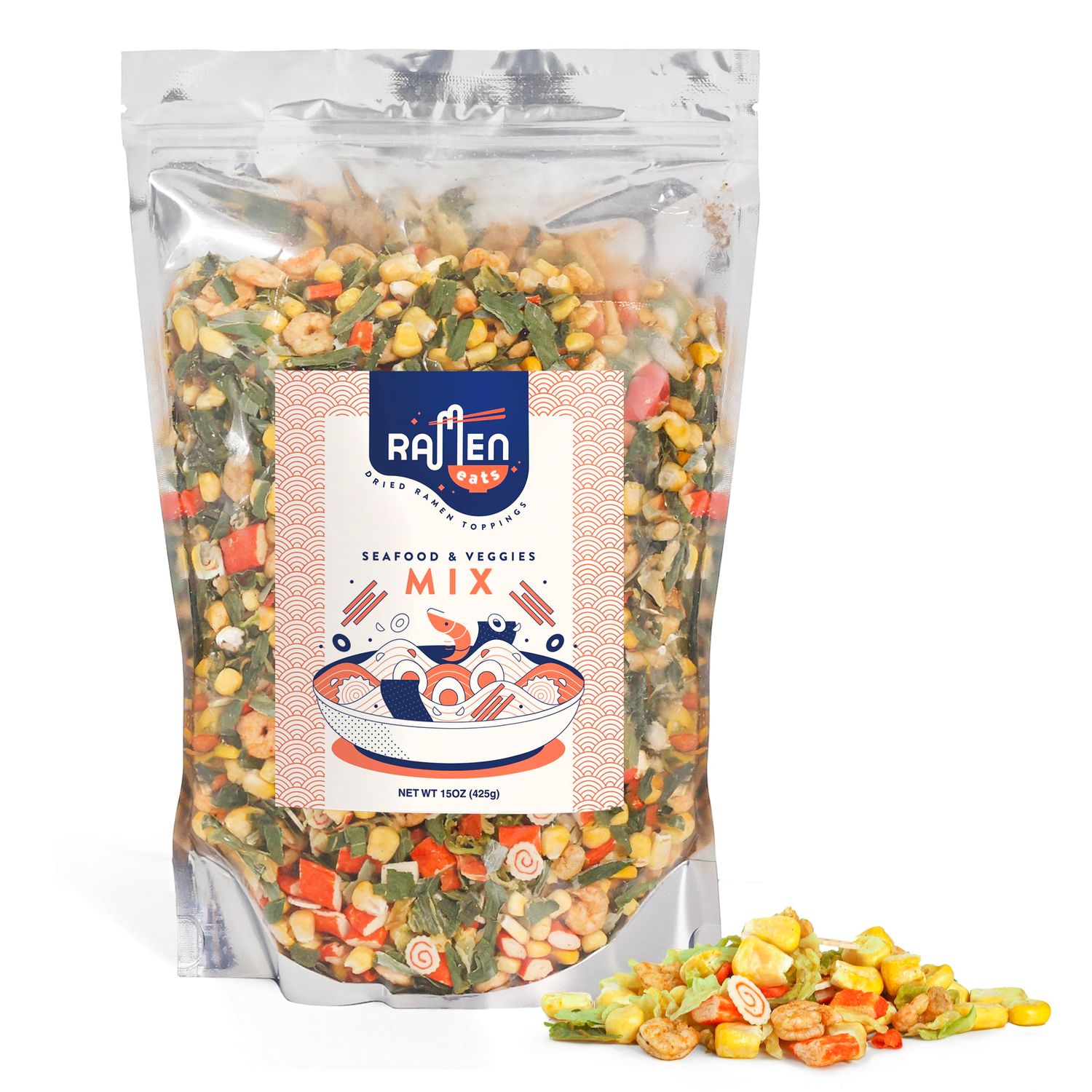 Ramen Eats Classic Seafood Mix with Dried Vegetables for Noodles (15oz Seafood Mix)