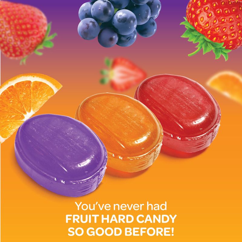 Assorted Fruit Drops Hard Candy - 2 Pound Bulk Pack (About 180 Count) - Orange, Strawberry, Grape, Cherry
