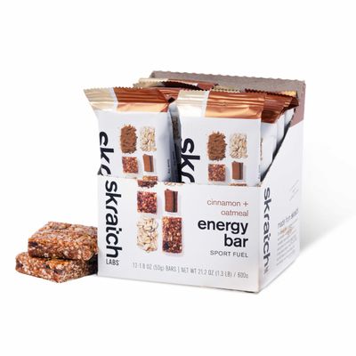 Skratch Labs Energy Bar  Cinnamon  Oatmeal (12 Pack)  Plant Based Healthy Snack  Low Sugar - 5g Protein  Non-GMO, Gluten Free, Soy Free, Vegan, Kosher
