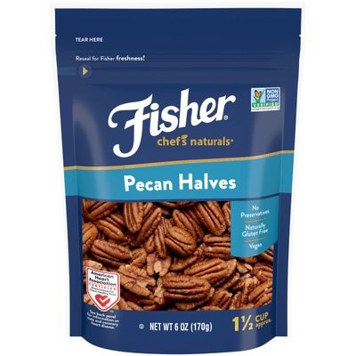 Fisher Chef&#39;s Naturals Pecan Halves, 6 oz, Naturally Gluten Free, No Preservatives, Non-GMO