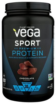 Vega Sport Premium Protein Powder, Chocolate, Vegan, 30g Plant Based Protein, 5g BCAAs, Low Carb, No Sugar, Keto, Dairy Free, Gluten Free &amp; Non-GMO, Pea Protein for Women and Men, 29.5 Oz