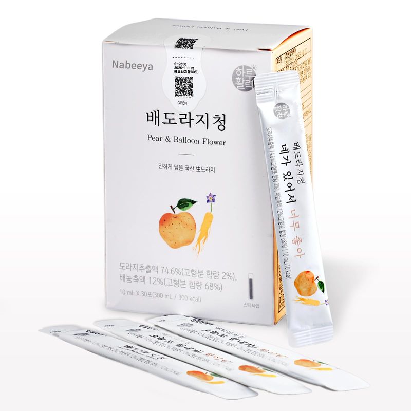 Korean Bellflower Root Extract 30pcs Pear, Jujube &amp; Quince Concentrate, Honey, Fiber &amp; Vitamin-Rich Healthy Tea Korean food for a Quick Nutritious Snack for All Ages (0.4Oz x 30 Pouches)