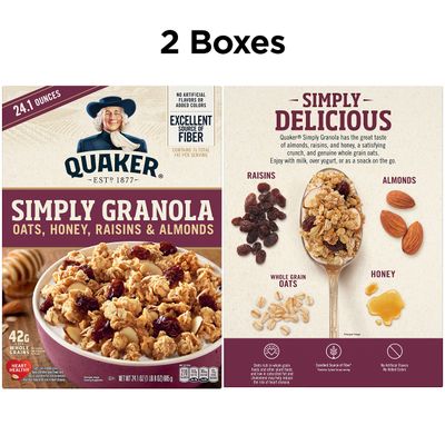 Quaker Simply Granola Honey &amp; Raisin, 24.1 Oz (Pack of 2)