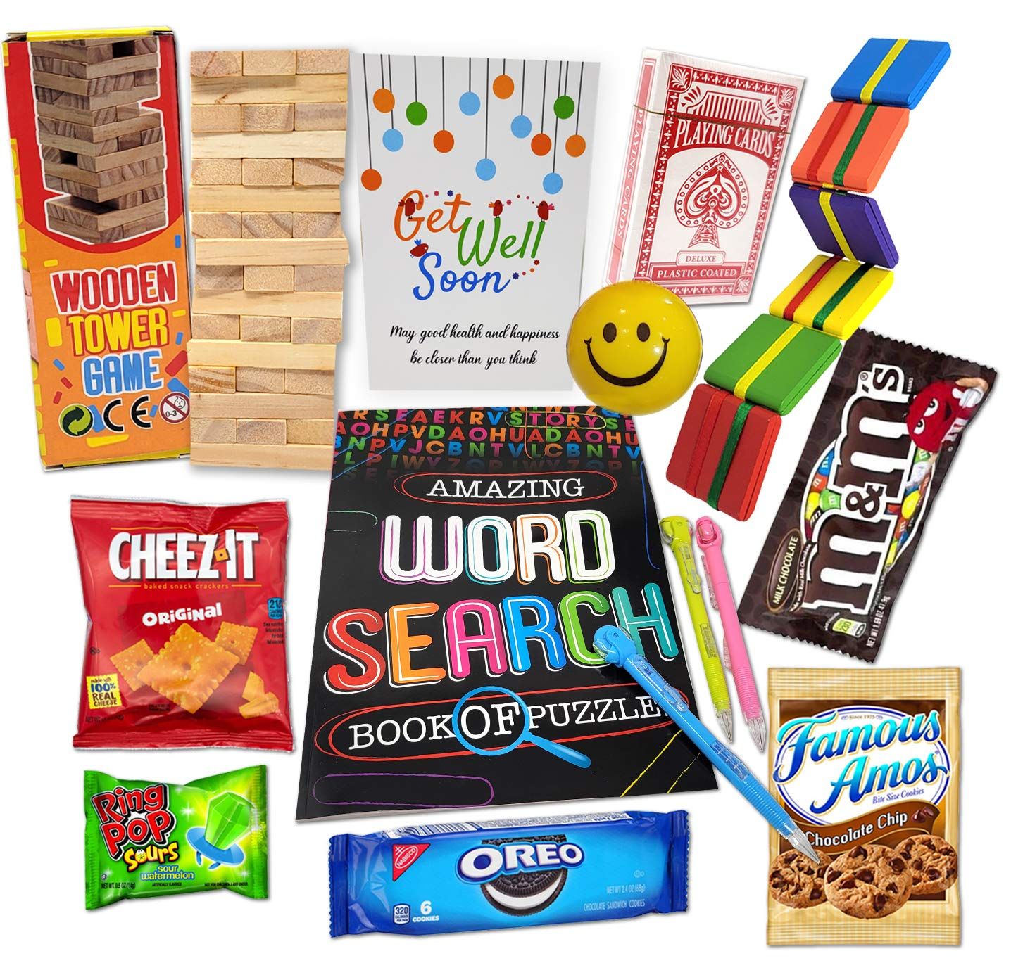 Kids GET WELL GIFT basket, Care package for a sick child boy/girl, Feel better soon for home or hospital w/activity games, toys, candy &amp; snacks bundle, Covid, cancer, surgery recovery Encouragement