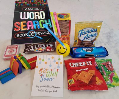 Kids GET WELL GIFT basket, Care package for a sick child boy/girl, Feel better soon for home or hospital w/activity games, toys, candy &amp; snacks bundle, Covid, cancer, surgery recovery Encouragement