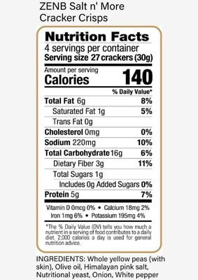 ZENB Cracker Crisps - Gluten Free Crackers Made From 100% Yellow Peas, Non-GMO, 5g of Protein & 3g of Fiber In Every 30g Serving - Salt N More - 4.2 oz Boxes (Pack of 3)