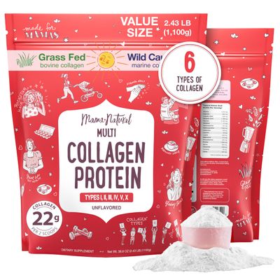 Multi Collagen Protein Powder Value Pack (100 Servings) - Unflavored &amp; Hydrolyzed with 6 Types (1, 2, 3, 4, 5 &amp; 10) - Pure Collagen Peptides for Women - Grass Fed Beef, Wild Fish &amp; USA Eggshell