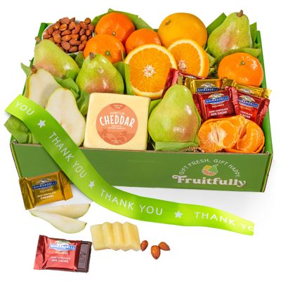 A Gift Inside Thank You Harvest Favorites Fruit and Gourmet Gift Box