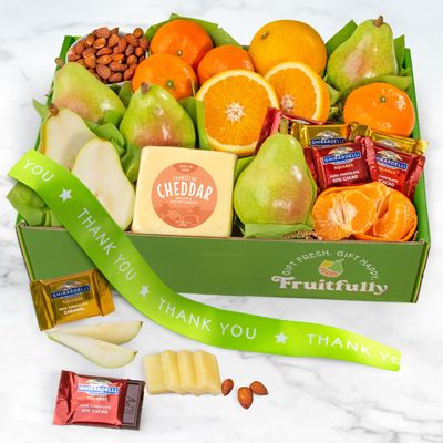 A Gift Inside Thank You Harvest Favorites Fruit and Gourmet Gift Box