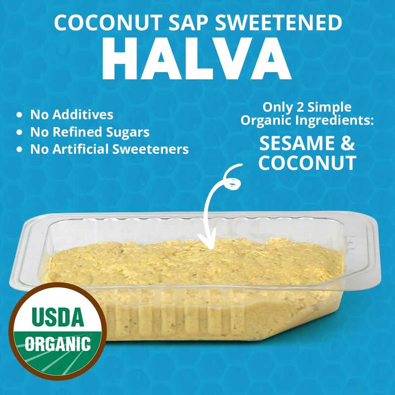 OhGoodness! Organic Halva 3 Pack - Only TWO Simple Ingredients, Melt-in-Mouth Snack &amp; Dessert, Coconut Sap Sweetened Treat Paleo Approved - No Additives (Coconut) 75g