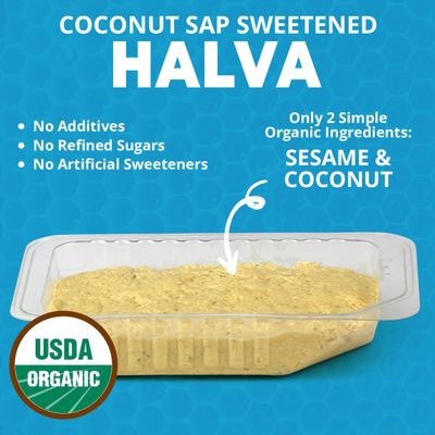 OhGoodness! Organic Halva 3 Pack - Only TWO Simple Ingredients, Melt-in-Mouth Snack &amp; Dessert, Coconut Sap Sweetened Treat Paleo Approved - No Additives (Coconut) 75g