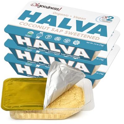 OhGoodness! Organic Halva 3 Pack - Only TWO Simple Ingredients, Melt-in-Mouth Snack &amp; Dessert, Coconut Sap Sweetened Treat Paleo Approved - No Additives (Coconut) 75g