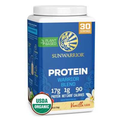 Sunwarrior Vegan Protein Powder Organic Plant-Based Protein  BCAA Amino Acids Hemp Seed Plant Protein  Soy Free Dairy Free Gluten Free Synthetic Free Non-GMO  Vanilla 30 Servings  Warrior Blend