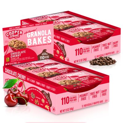 Cooper Street - Chewy Granola Bakes, Chocolate Cherry Oatmeal Cookies, Granola Bars Alternative, Guilt-Free Snack/Breakfast Cookies, No Nuts, Dairy, Soy &amp; Artificial Ingredients, 12ct Economy 2 Packs