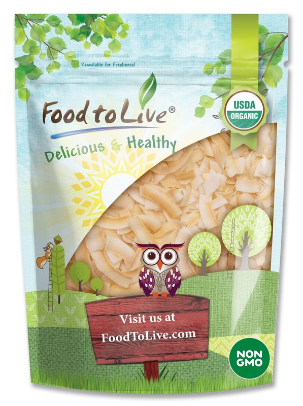 Food to Live Organic Toasted Coconut Chips, 4 Ounces - Non-GMO, Desiccated Coconut Flakes, Unsweetened, Unsulfured, Vegan, Bulk. High in Fiber. Great Snack. Perfect for Baked Goods, Granola