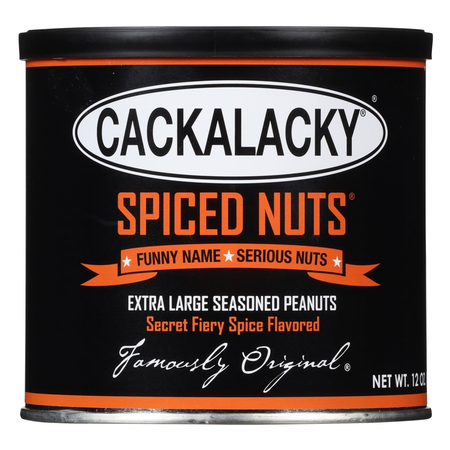 Cackalacky Famously Original Spiced Nuts - 12 oz - Roasted, Extra-Large North Carolina Peanuts, Seasoned with Fiery Pepper Sauce, Perfect for Parties &amp; Craft Beer Pairings