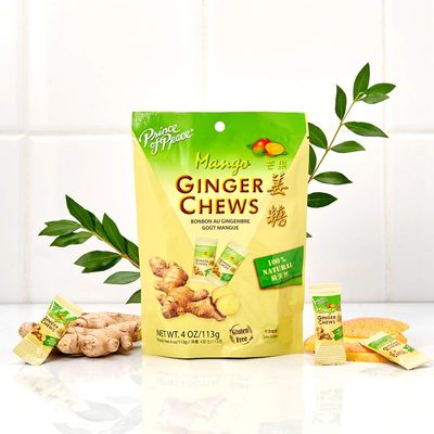 Prince of Peace Ginger Chews With Mango, 4 oz. - Candied Ginger - Mango Candy - Mango Ginger Chews - Natural Candy - Ginger Candy