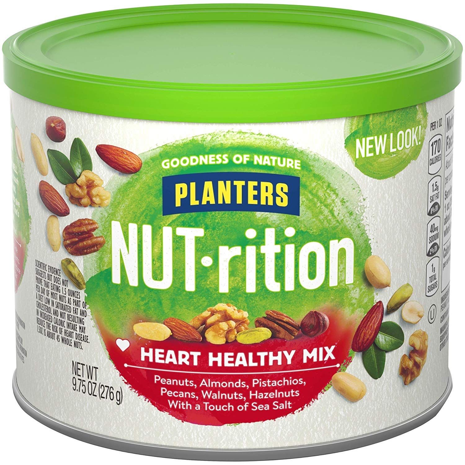 PLANTERS NUT-rition Heart Healthy Snack Nuts Mix, 9.75 oz Canister (Pack of 3)  On-the-Go Snack, Work Snack, School Snack and Active Lifestyle Snack  Wholesome Snack  Nutrient Dense Snack  Kosher