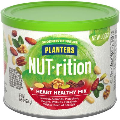 PLANTERS NUT-rition Heart Healthy Snack Nuts Mix, 9.75 oz Canister (Pack of 3)  On-the-Go Snack, Work Snack, School Snack and Active Lifestyle Snack  Wholesome Snack  Nutrient Dense Snack  Kosher