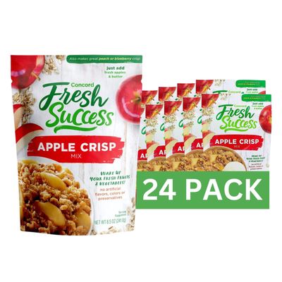 Concord Foods Apple Crisp Mix: Easy-to-Make Dessert with Delicious Ready to Go Ingredients - Sweet, Tender Fruit Dessert Covered in Buttery, Cinnamon Crumb Topping (8.5 oz Pack of 24)
