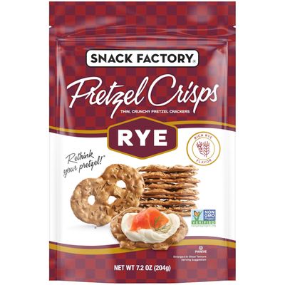 Snack Factory Pretzel Crisps Rye Pretzel Crackers, 7.2 Oz Bag