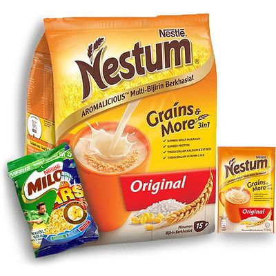 Moptrek mily 3-in-1 Instant Cereal Milk Drink and 1-Pack Nestle Cereal Snack Bundle