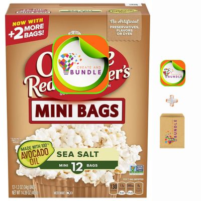 Orville Redenbacher&#39;s Avocado Oil &amp; Sea Salt Microwave Popcorn - Gourmet Snack Pack of 12 Mini Bags (1.2 oz Each)  No Artificial Preservatives  Create Sticker