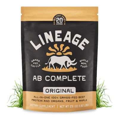Lineage Provisions Grass Fed Beef Protein Powder - Original Flavor - Nose to Tail Animal Protein Powder Including 100% Grass Fed and Finished Beef Organs, Colostrum, and Fruit - 1.8 lbs (30 Servings)
