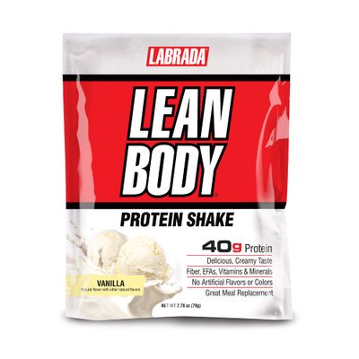 Labrada Lean Body MRP All-In-One Vanilla Meal Replacement Shake. 40g Protein Whey Blend, 8g Healthy Fats EFA&#39;s &amp; Fiber, 22 Vitamins and Minerals , No artificial color, Gluten Free, (80 MRP Packets)