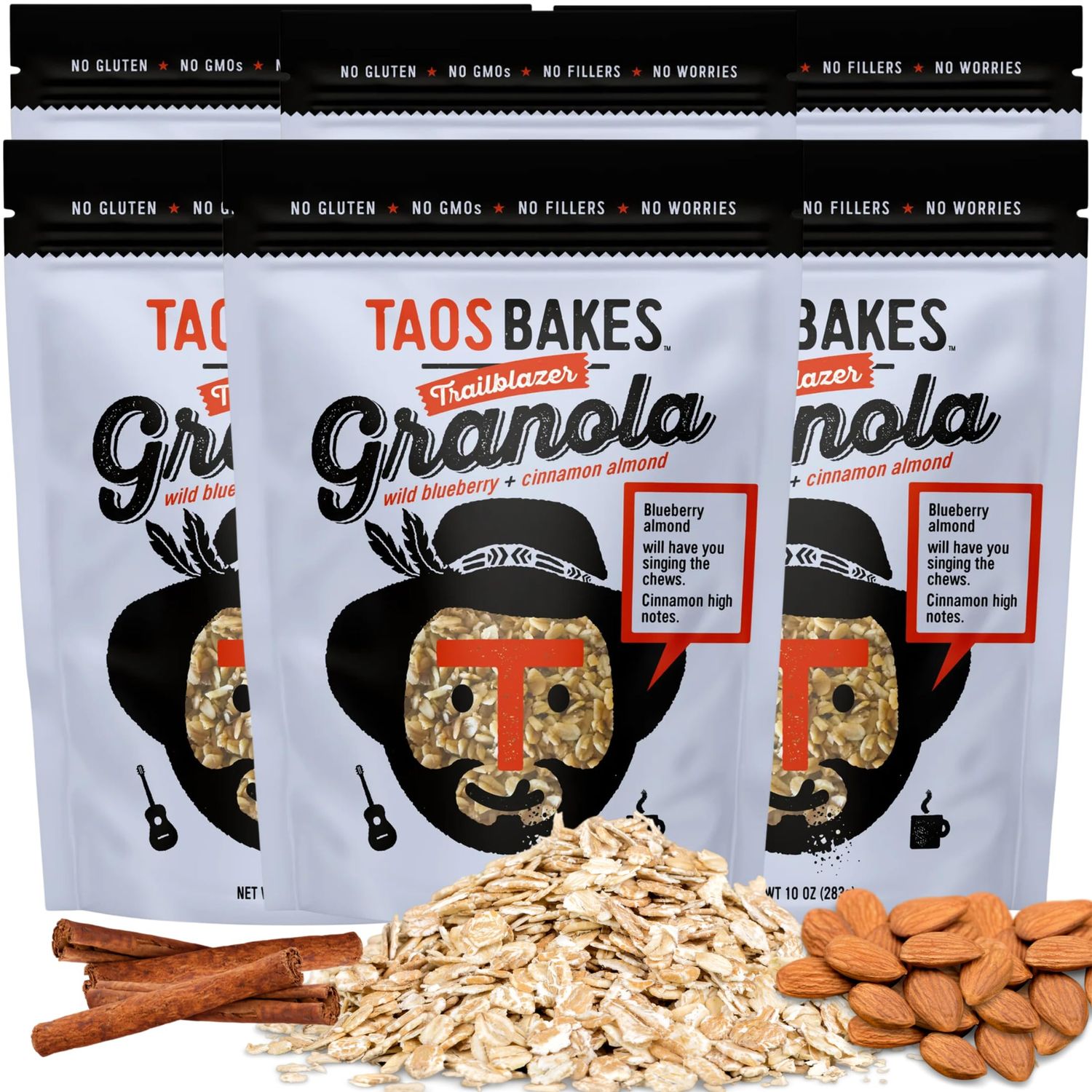 Taos Bakes - Wild Blueberry &amp; Cinnamon Granola - Crunchy Granola Breakfast Snack - Gluten Free, No GMOS, No Fillers - 10 oz (Pack of 6)