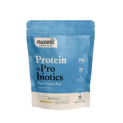 Nuzest - Protein  Probiotics - Gut Health - Superfood Powder Plant Protein Blend - 300g / 10.6 oz Pouch (10 Servings) (French Vanilla, 300g)