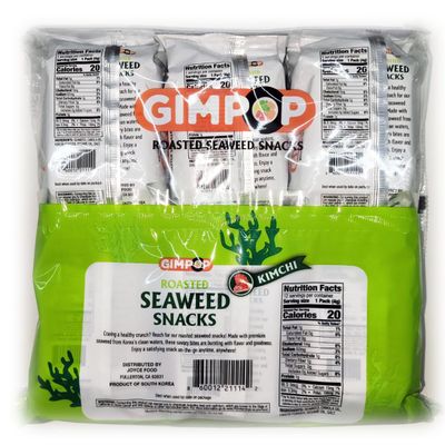 GIMPOP - Roasted Seaweed snacks - Kimchi Flavor - Healthy crunch roasted seaweed snack made with premium quality from clean water
