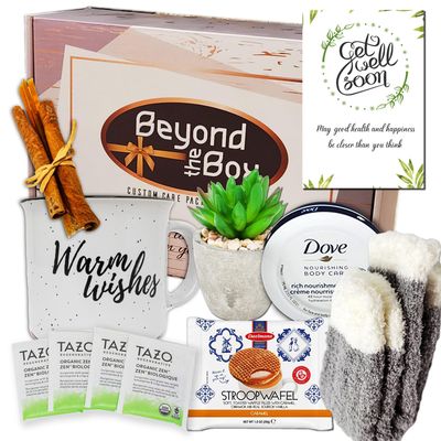 Get well soon Gift Basket for women  Care Package w/snacks &amp; greeting card, after-surgery hospital recovery variety gift, cancer, Injury  Feel better soon, Speedy recovery encouragement gift