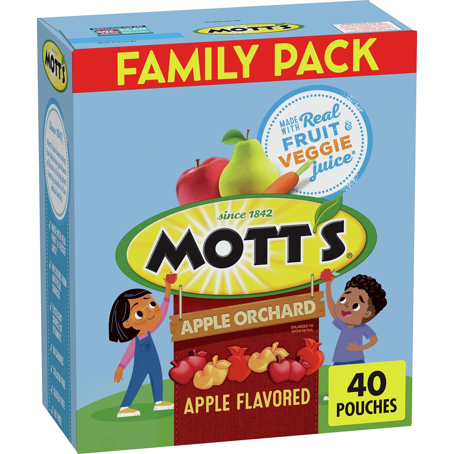 Mott&#39;s Fruit Flavored Snacks, Apple Orchard, Gluten Free Snack, Family Pack, 40 Ct, 32 oz
