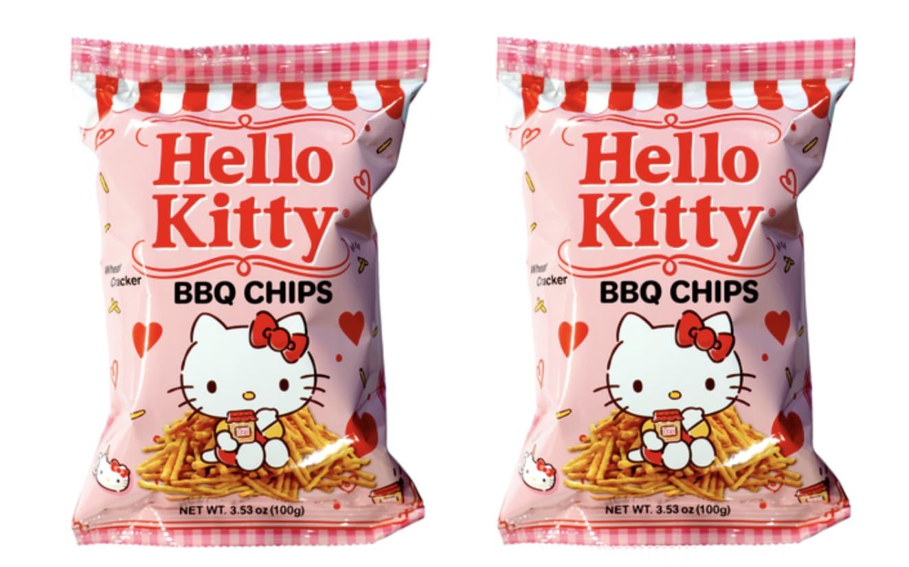 Hello Kitty BBQ Chips, Wheat Cracker Style, 2 Pack, Sweet &amp; Tangy Flavor