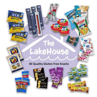 Gluten Free Snacks for Adults Kids - 40 Count Healthy Celiac Friendly Snacks in Individual Packs - Birthday Treats Gift Basket - Valentines Care Package - Gluten Free Snack Box by The LakeHouse