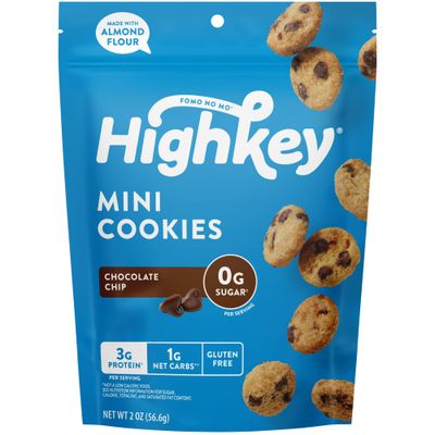HighKey Keto Chocolate Chip Mini Cookies - Gluten Free Sugar Free Cookies Keto Snack Low Carb Snacks Healthy Protein Diabetic Dessert Food Low Sugar Treat Diet Friendly Sweets Keto Food 6 Pack