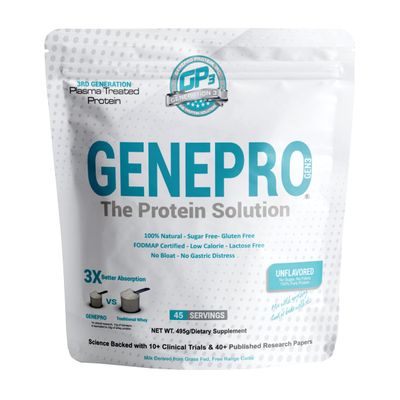 GENEPRO GEN. 3 Unflavored Protein Powder - New Formula - Lactose-Free, Gluten-Free, &amp; Non-GMO Whey Isolate Supplement Shake (3rd Generation, 45 Servings)