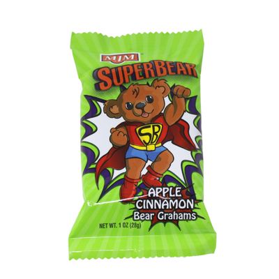MJM Apple Cinnamon Super Bear Grahams - Case of 50 Packs  Delicious Snack for All Ages  Wholesome and Crunchy  Perfect for Parties and Snacking On-the-Go Irresistible Apple Cinnamon Flavor