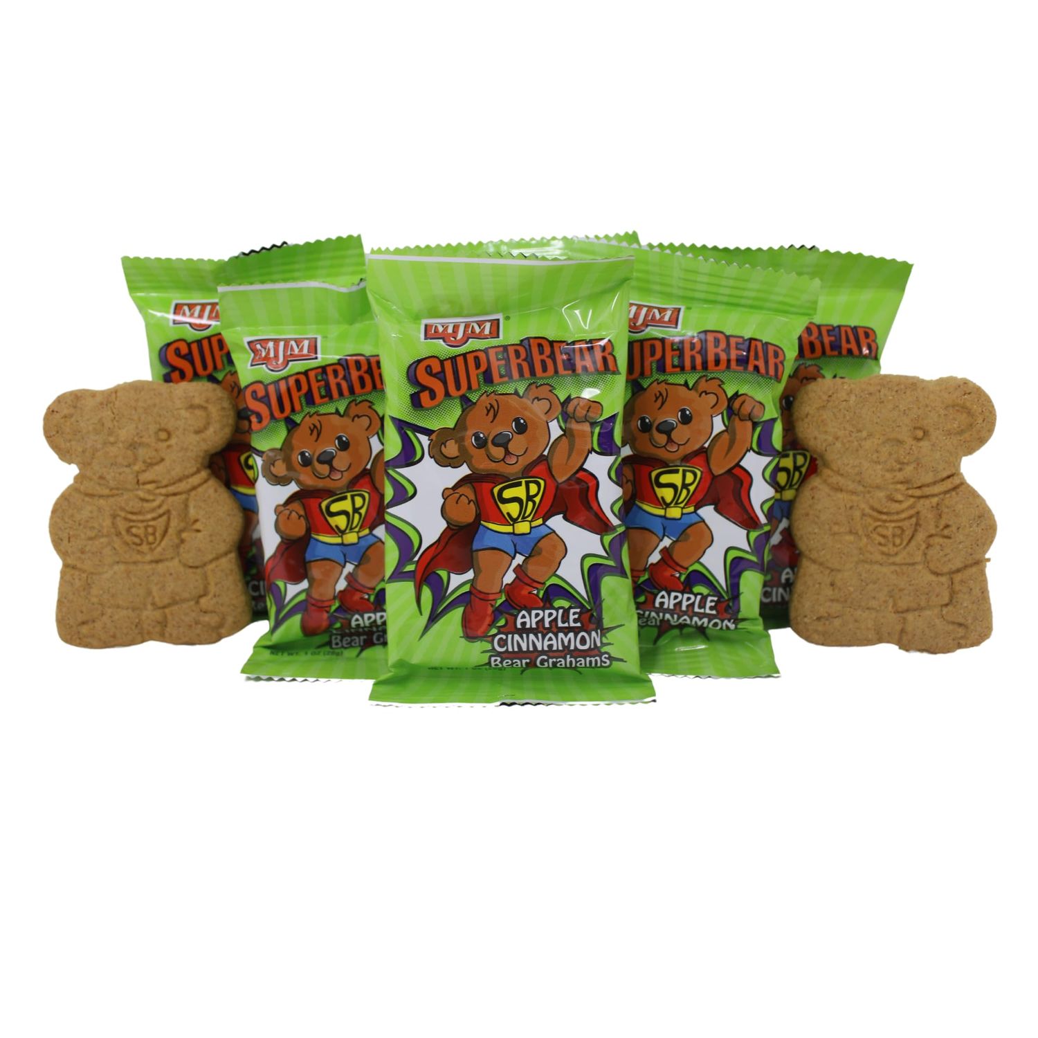 MJM Apple Cinnamon Super Bear Grahams - Case of 50 Packs  Delicious Snack for All Ages  Wholesome and Crunchy  Perfect for Parties and Snacking On-the-Go Irresistible Apple Cinnamon Flavor