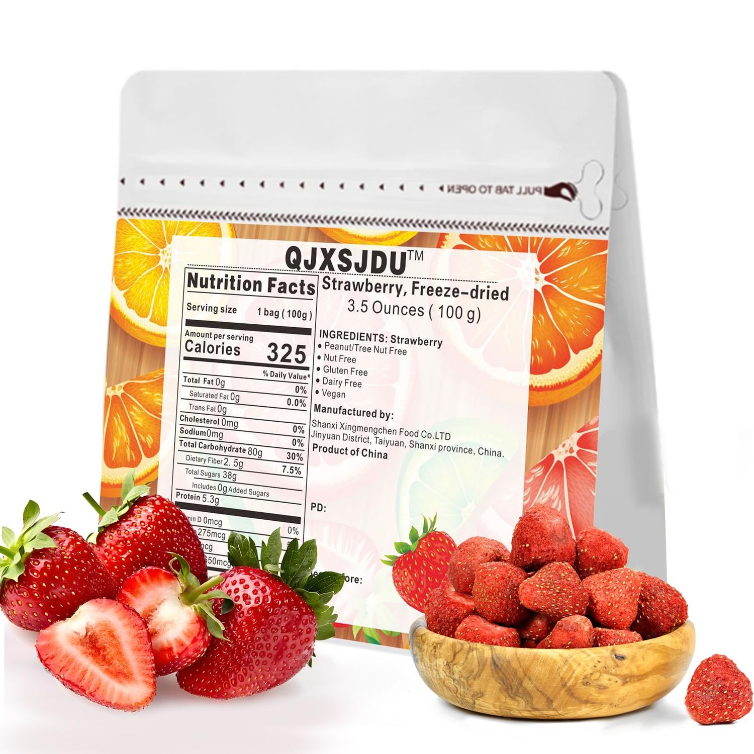 Freeze Dried Strawberries Bulk 3.5 oz/100g Dehydrated No Added Sugar Frozen Dried Fruit Snacks for Salad Cookies Cakes Jams Gift Box Berries for Adults and Kids