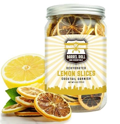 Barrel Roll Bar Essentials USA Grown Dried Lemon Slices for Cocktails  4 Ounces of Large Dehydrated Lemons  Lemon Cocktail Garnish  Dried Fruit for Cocktails &amp; Healthy Snacks  Preservative Free